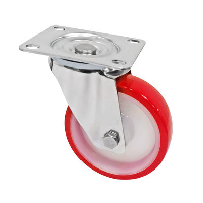 Κόκκινο λευκό PU 5 ιντσών 125mm τροχούς καστρώματος, Βιομηχανικά τροχούς καστρώματος τροχόσπιτα