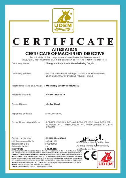 Κίνα Zhongshan Xiaolan Elephant Casters Products Factory Πιστοποιήσεις